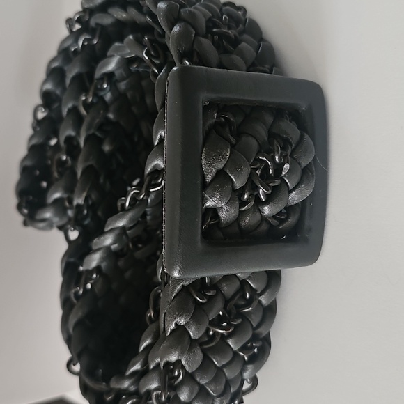 Be&D Soft Woven Leather Belt with Integrated Metal Chain Size L